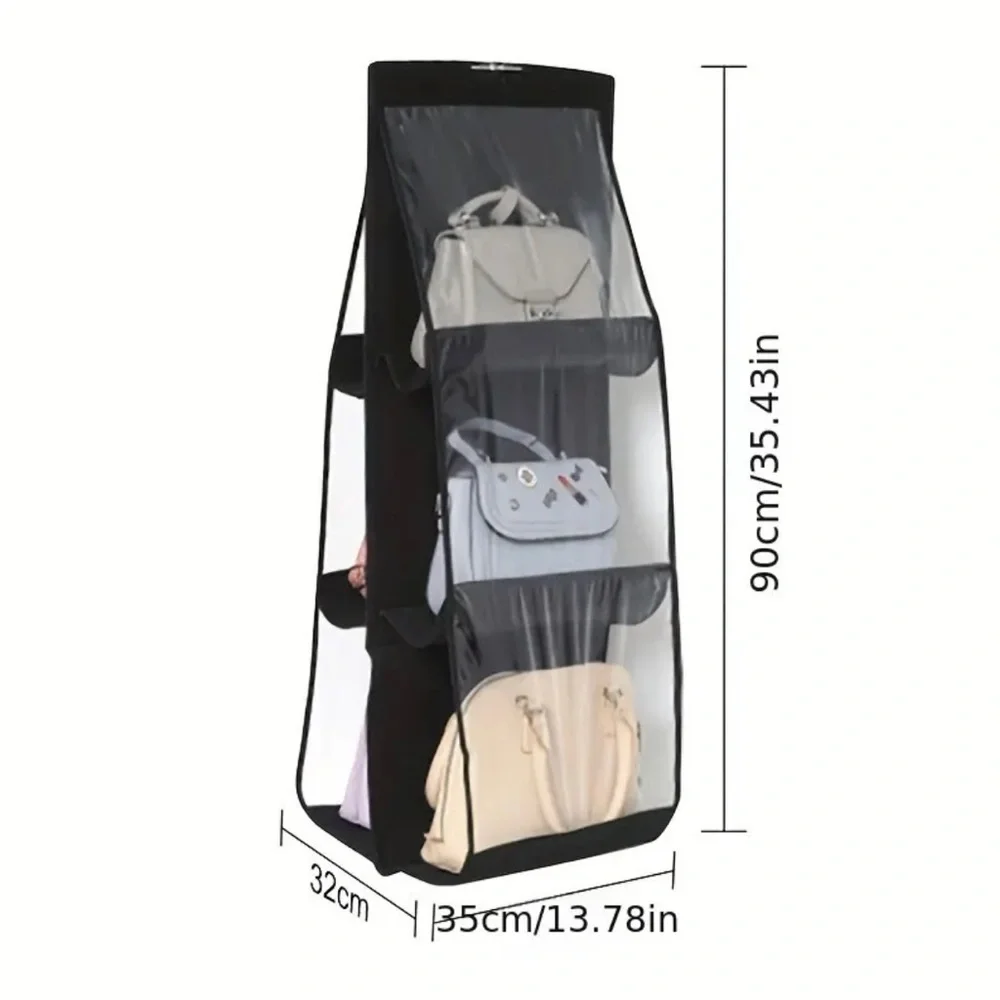Black Bag Hang Organizer 6 Pockets Foldable Oxford Cloth Storage Closet Bedroom